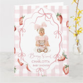 水彩画のエレガントなバラのスイートガール ストロベリー ビ カード (黄色い花)