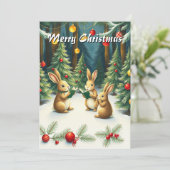 水彩画のエレガントな現代の松の木の合唱 シーズンカード (スタンド正面)