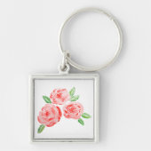 水彩画のエレガントバラ キーホルダー (正面)