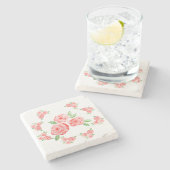 水彩画のエレガントバラ ストーンコースター (横)