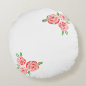 水彩画のエレガントバラ ラウンドクッション (裏面)