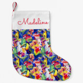 水彩画のオウムは|あなたの名前を加えます スモールクリスマスストッキング (正面)