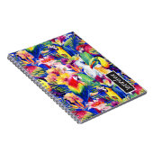 水彩画のオウムは|あなたの名前を加えます ノートブック