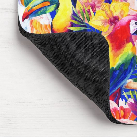 水彩画のオウムは|あなたの名前を加えます マウスパッド (コーナー)