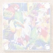 水彩画のオウム ガラスコースター (裏面)