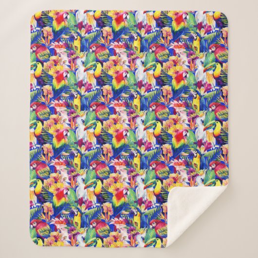 水彩画のオウム シェルパブランケット (正面)