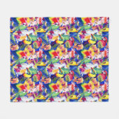 水彩画のオウム フリースブランケット (正面(横))