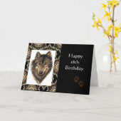 水彩画のオオカミとの幸せな第18誕生日 カード (黄色い花)