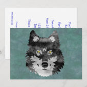 水彩画のオオカミ 招待状 (正面/裏面)