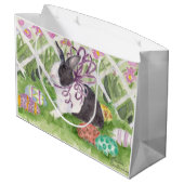 水彩画のオランダのウサギのイースターエッグ ラージペーパーバッグ (裏面アングル)
