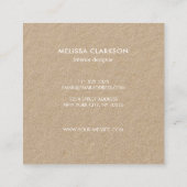 水彩画のオリーブの枝の素朴なクラフトのプロフェッショナル スクエア名刺 (裏面)