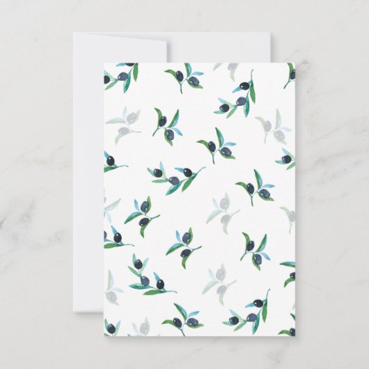 水彩画のオリーブの枝の結婚式招待状カード 招待状 (裏面)