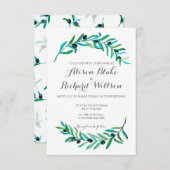水彩画のオリーブの枝の結婚式招待状カード 招待状 (正面/裏面)