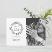 水彩画のオリーブの葉。植物の花輪。イタリア セーブザデート (スタンド正面)