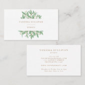 水彩画のオリーブは緑の草木の名刺を去ります 名刺 (正面/裏面)