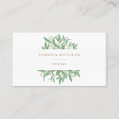 水彩画のオリーブは緑の草木の名刺を去ります 名刺 (正面)