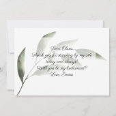 水彩画のオリーブ私の新婦付添人カードです 招待状 (裏面)