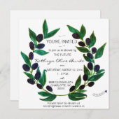 水彩画のオリーブ色のリースのブライダルシャワーの招待状 招待状 (正面/裏面)
