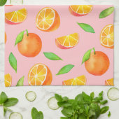 水彩画のオレンジのフルーツパターン キッチンタオル (折り畳み)
