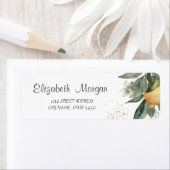 水彩画のオレンジ色のレモンが咲く ラベル (インサイチュ)