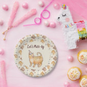 水彩画のオレンジ色の猫の誕生日おめでとう Let's Purr-ty ペーパープレート (パーティー)