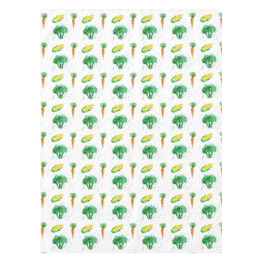 水彩画のオーガニックな野菜 テーブルクロス (正面)