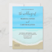 水彩画のオーシャンビーチウェディング招待状 招待状 (正面)