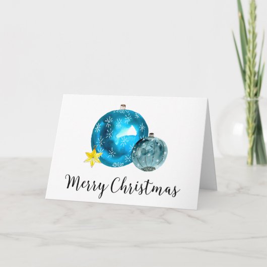 水彩画のオーナメントの冷静なクリスマスカード シーズンカード (正面)