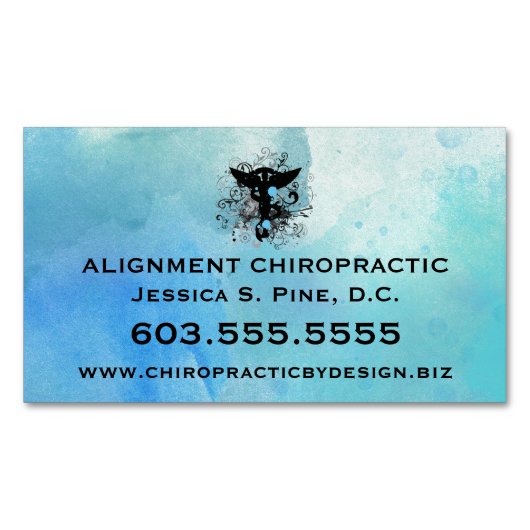 水彩画のカイロプラクティックの磁気名刺 マグネット名刺 (正面)