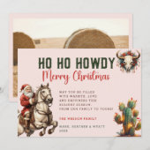 水彩画のカウボーイサンタ | 写真のクリスマスカード 招待状 (正面/裏面)