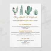 水彩画のカクタス・多肉植物 エレガント シンプル 詳細 エンクロージャーカード (正面)