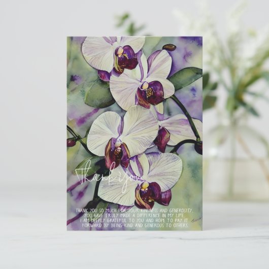 水彩画のカスタマイズ可能なオーキッド カード (スタンド正面)