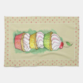 水彩画のカップケーキ。 台所実例 キッチンタオル (横)