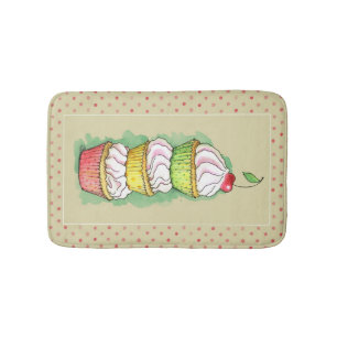 水彩画のカップケーキ。 台所実例 バスマット