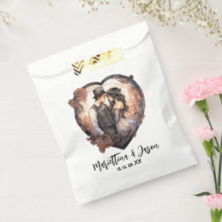 水彩画のカップル　ロマンチックなハート　ヴィンテージ フェイバーバッグ