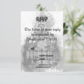 水彩画のカテドラル・返信カード 招待状 (スタンド正面)