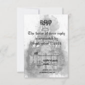 水彩画のカテドラル・RSVPカード 招待状 (正面)