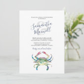 水彩画のカニ夫婦のディナーご招待 招待状 (スタンド正面)