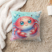 水彩画のカニ クッション (ブランケット)