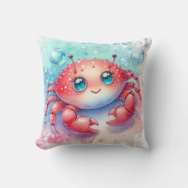 水彩画のカニ クッション