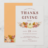 水彩画のカボチャを使った感謝祭の招待状 招待状 (正面/裏面)