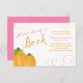 水彩画のカボチャ女の子のベビーシャワーは本を持って来ます エンクロージャーカード (正面/裏面)