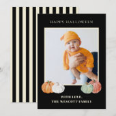 水彩画のカボチャ ハロウィン フォトカード シーズンカード (正面/裏面)
