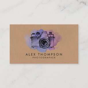 水彩画のカメラのカメラマンの名刺 名刺