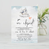 水彩画のカモメ ビーチウェディング 秘密結婚 招待状 (スタンド正面)