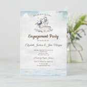 水彩画のカモメ ビーチ ウェディング 招待状 (スタンド正面)