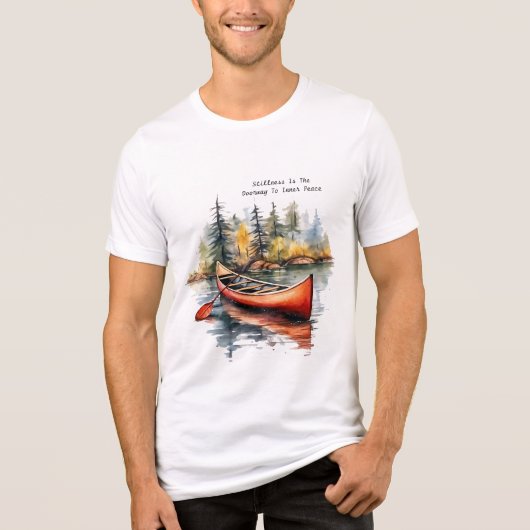 水彩画のカヤック 湖上 トライブレンドＴシャツ (正面)