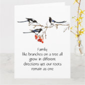 水彩画のカラス一家 名言 動物 自然 車 カード (黄色い花)