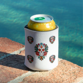 水彩画のカラフルなシンコ・デ・マヨのドクロ 缶クーラー