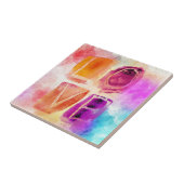 水彩画のカラフルな愛 タイル (側面)